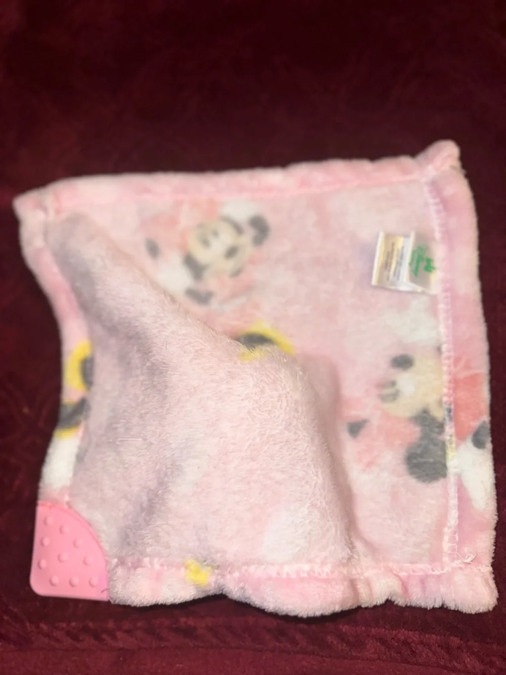 Disney Pink Minnie Mouse Lovey with Silicone Teether Corner